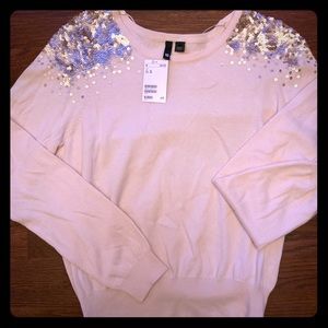 NWT H&M peach sequined sweater 10